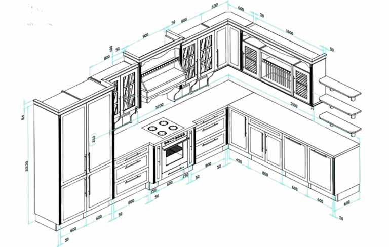 Cách Tính Kích Thước Tủ Bếp Chữ L